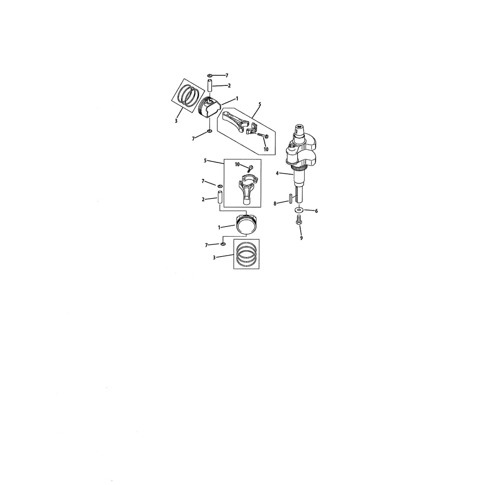 Piston & Crankshaft Diagram and Parts List for 893999  Cub Cadet Lawn Tractor
